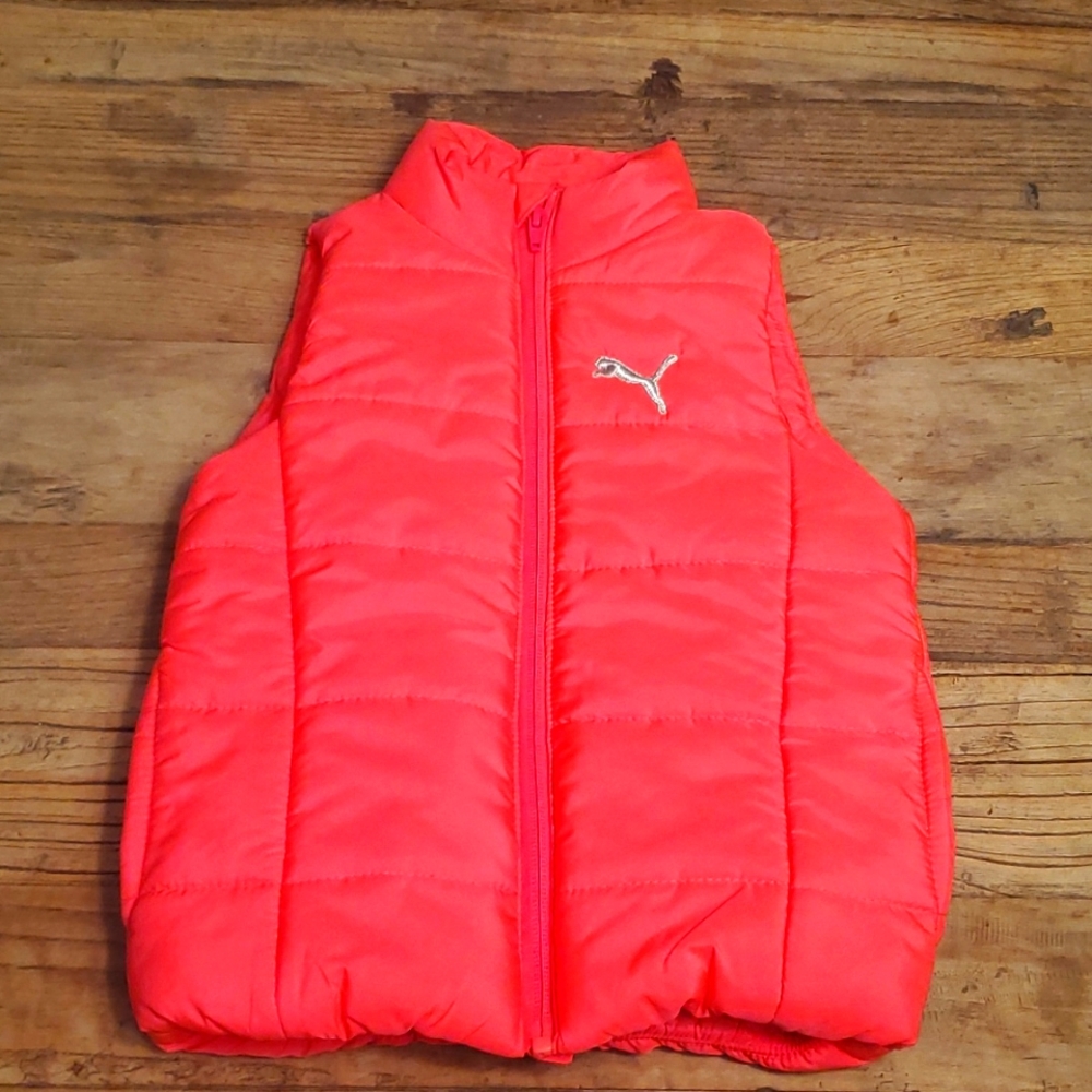 Puma highlighter pink puffer vest